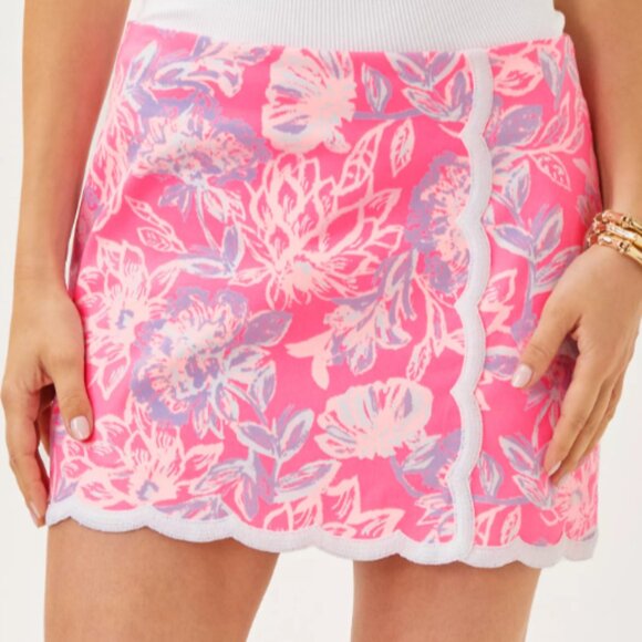 Lily Pulitzer Michelina Floral Mini Skort in Rousseau Pink & Zen Garden - Size 0 - Picture 2 of 9